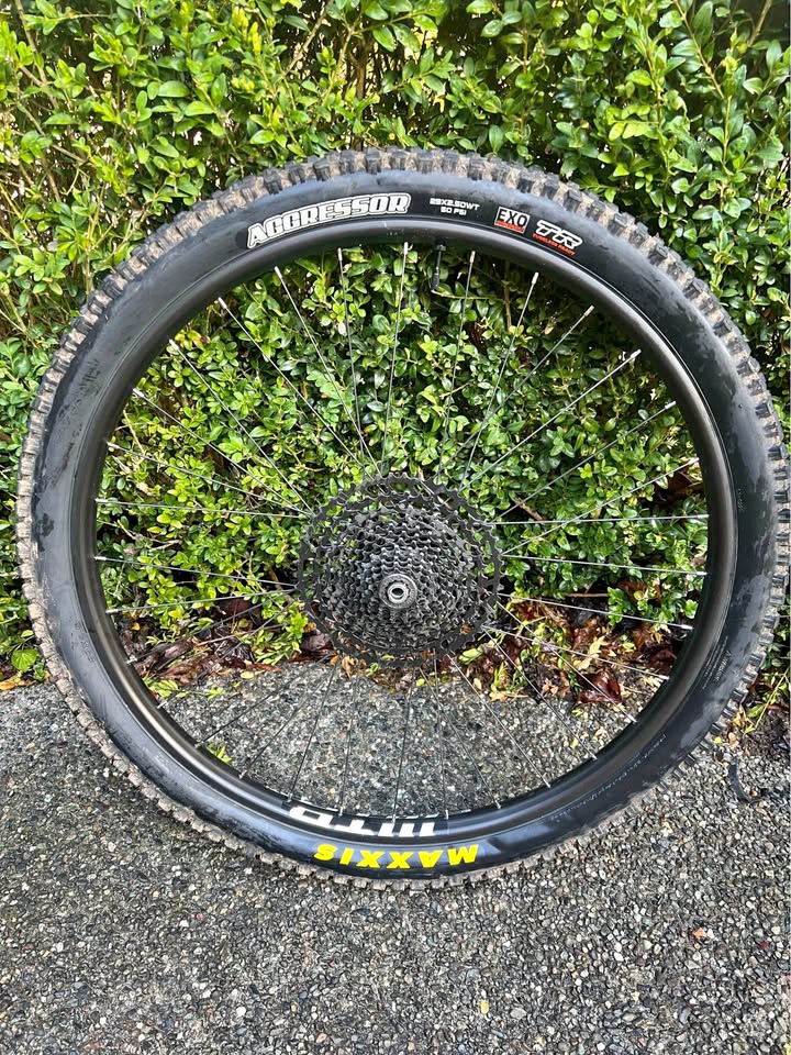 12x148 29” rear wheel with Maxxis aggressor tire