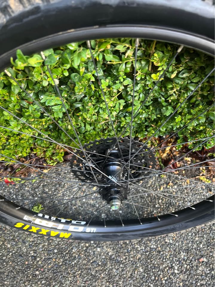 12x148 29” rear wheel with Maxxis aggressor tire